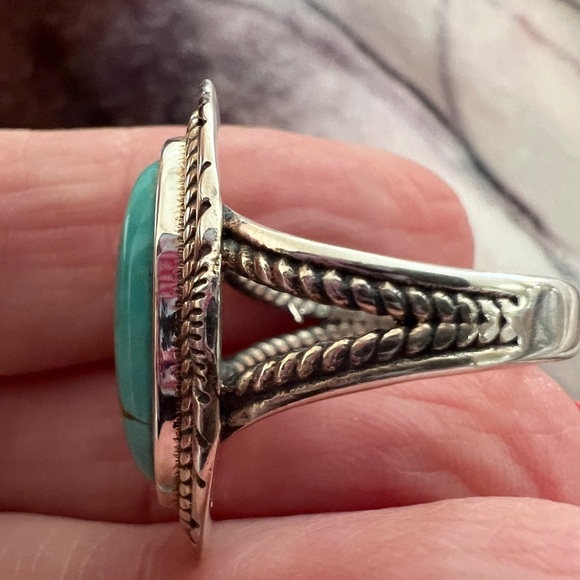 ❤️ Royston Turquoise Southwestern Ring Size 8 Unisex 5.4 gms Beautiful Setting - Picture 9 of 12